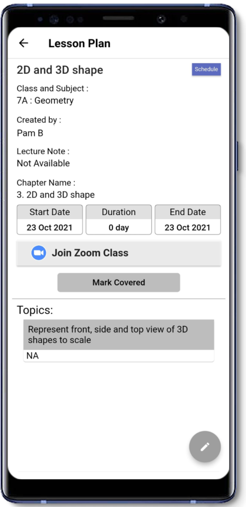making lesson app on school ERP mobile app