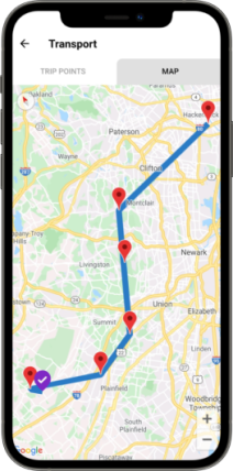 parent tracking child's trip on the app