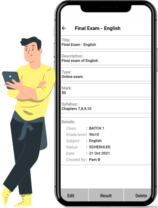 manage exam results on EduCloud LMS mobile app