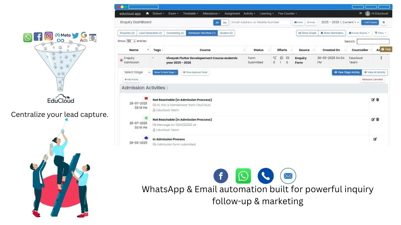 teacher manages admission online through Collage erp
