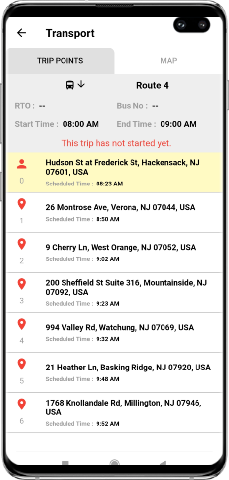 parent tracking trip details on EduCloud app