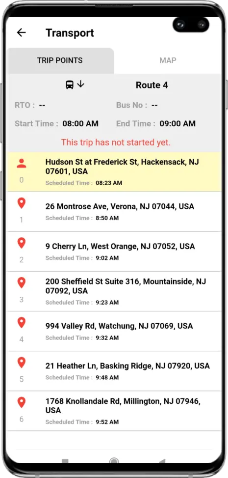 parent tracking trip details on EduCloud app