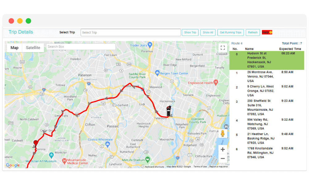 Real-time GPS tracking of student commute