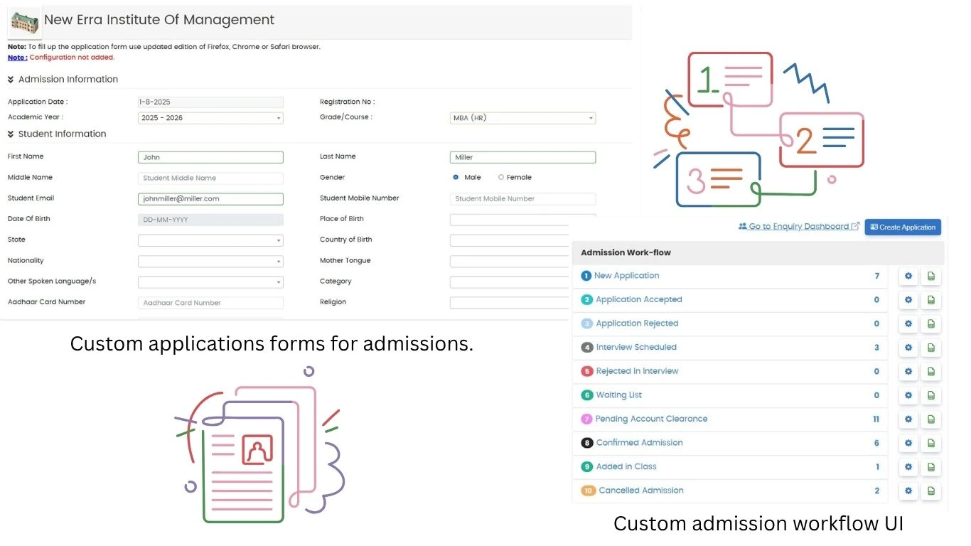 teacher manages admission online through Collage erp